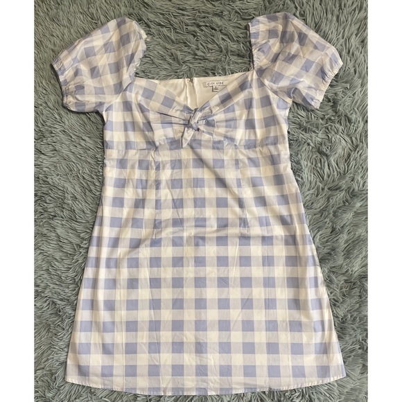 Gingham Tie Front A-Line Dress - Picture 3 of 6